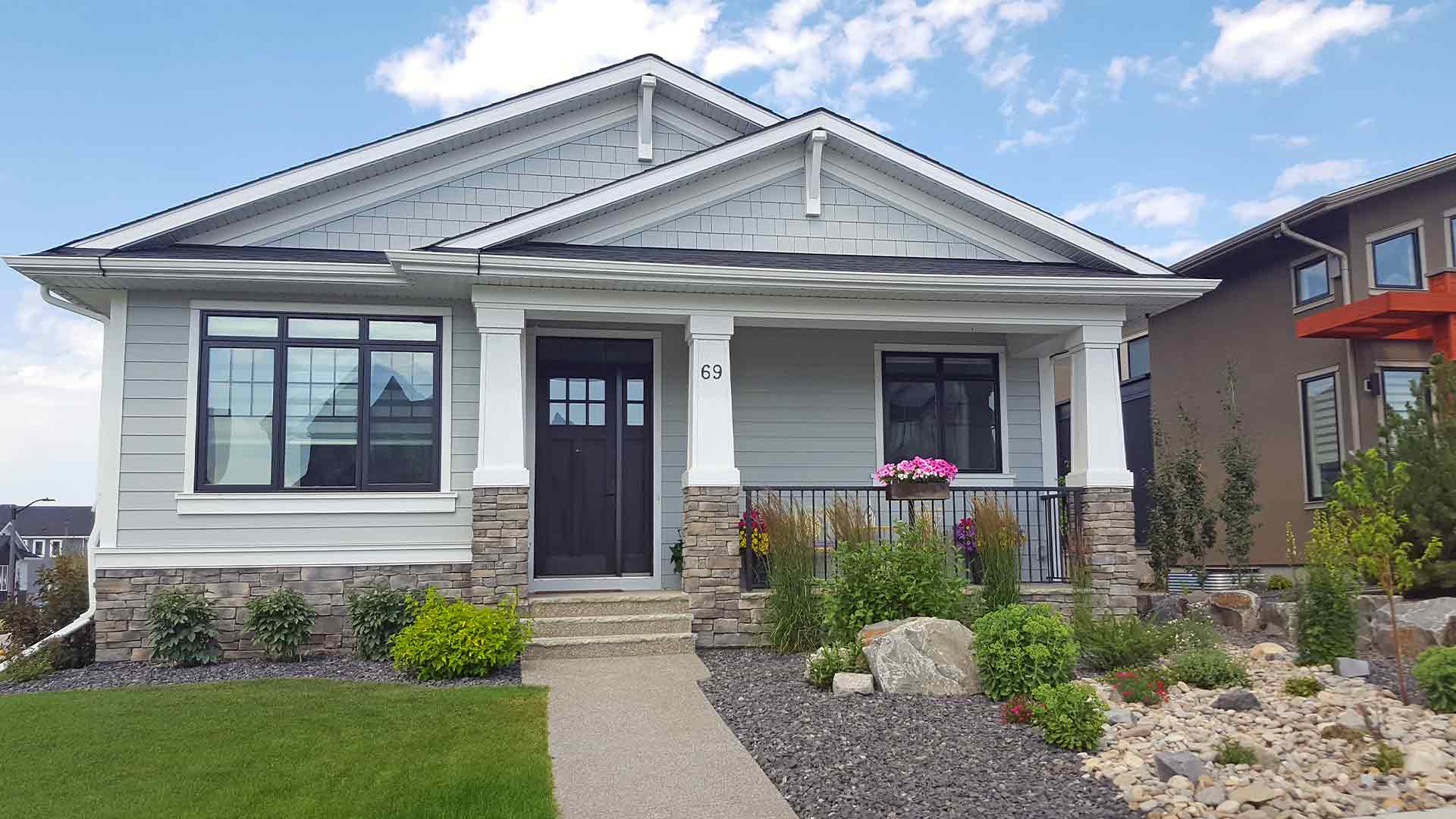 Exterior view of a single-story modern bungalow