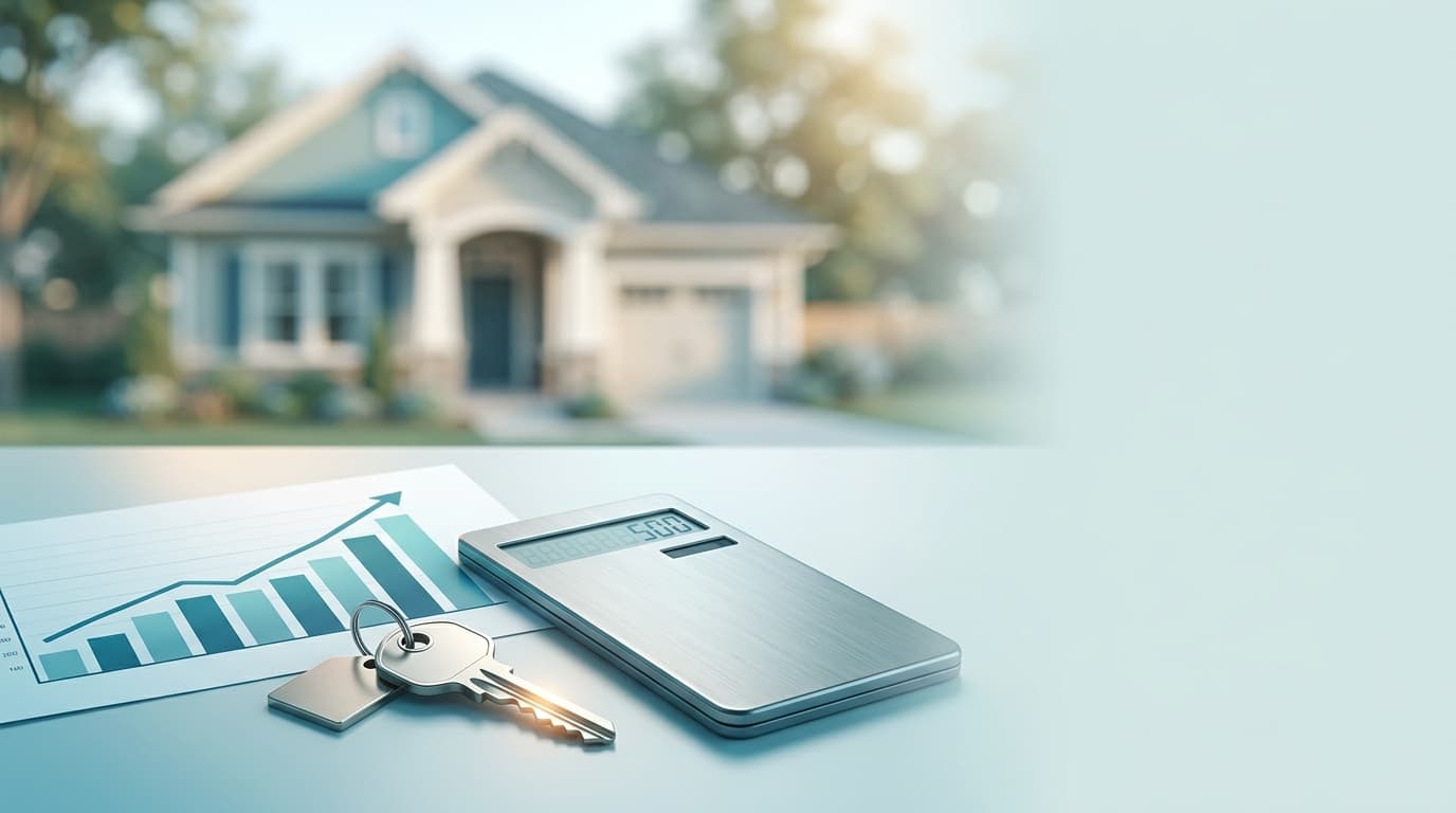 Best no-closing-cost HELOC lenders 2026 — house key, calculator, and rising home equity chart in front of a suburban home