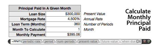 Mortgage payment formula - Find the principal paid in a given month